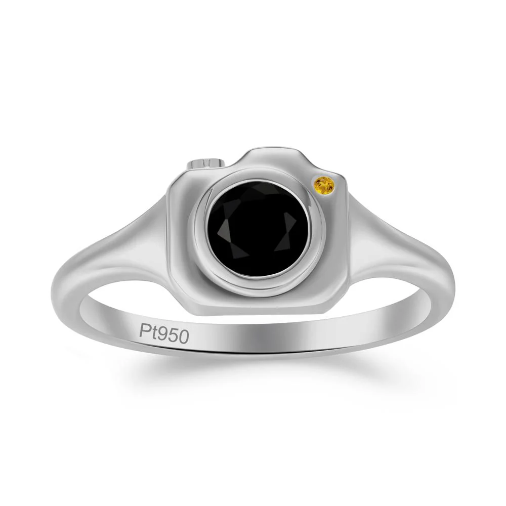 Creative Photography Inspired Black Spinel and Citrine Ring - Image 2