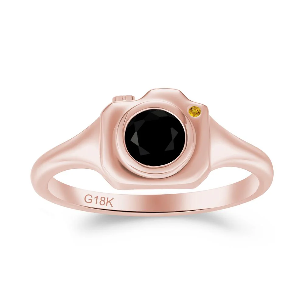 Creative Photography Inspired Black Spinel and Citrine Ring - Image 3