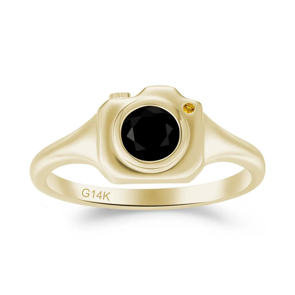 Creative Photography Inspired Black Spinel and Citrine Ring - Image 4