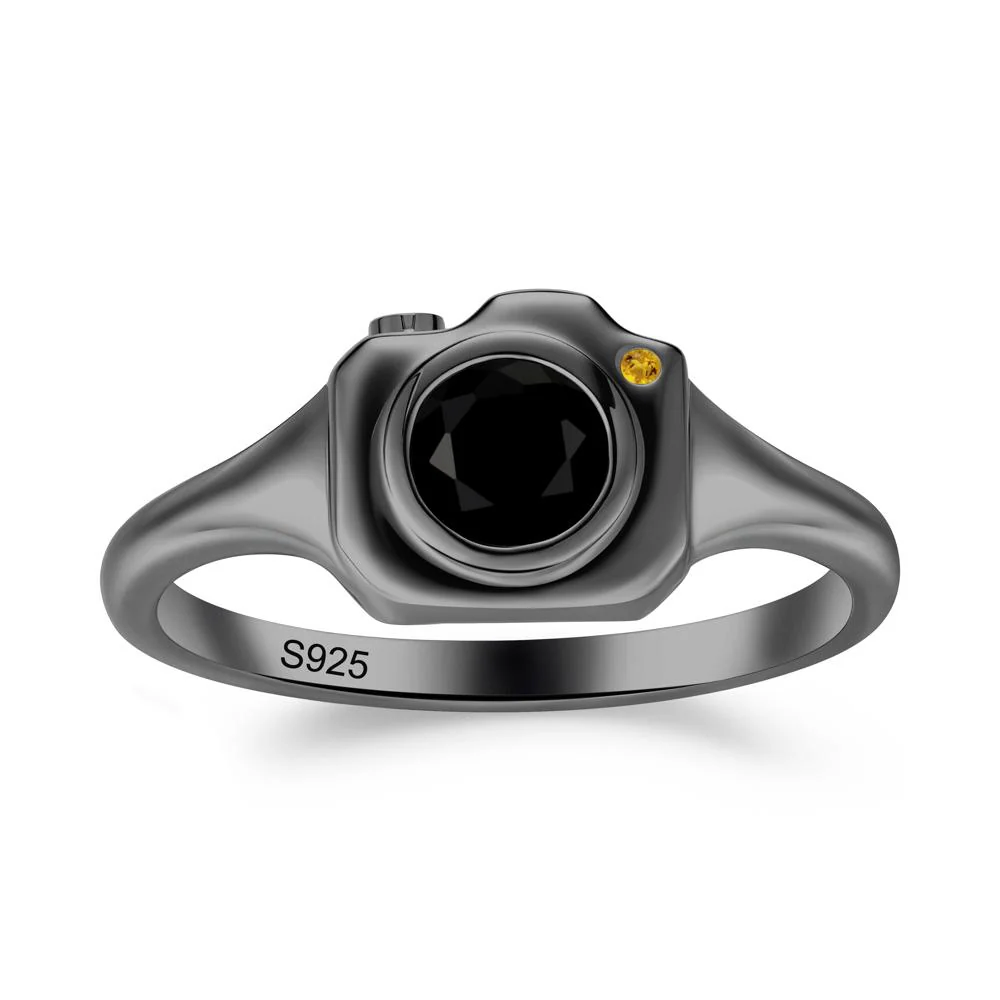 Creative Photography Inspired Black Spinel and Citrine Ring - Image 9