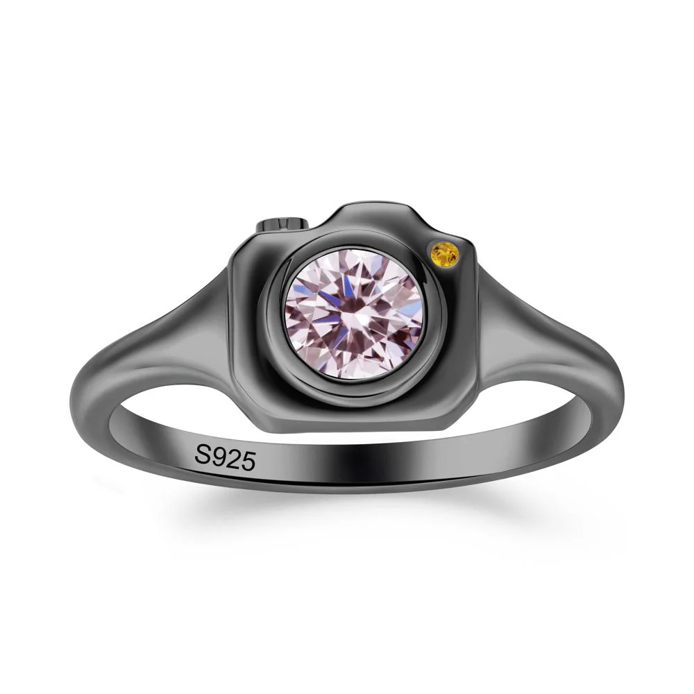 Creative Photography Inspired Pink Cubic Zirconia and Citrine Ring - Image 3