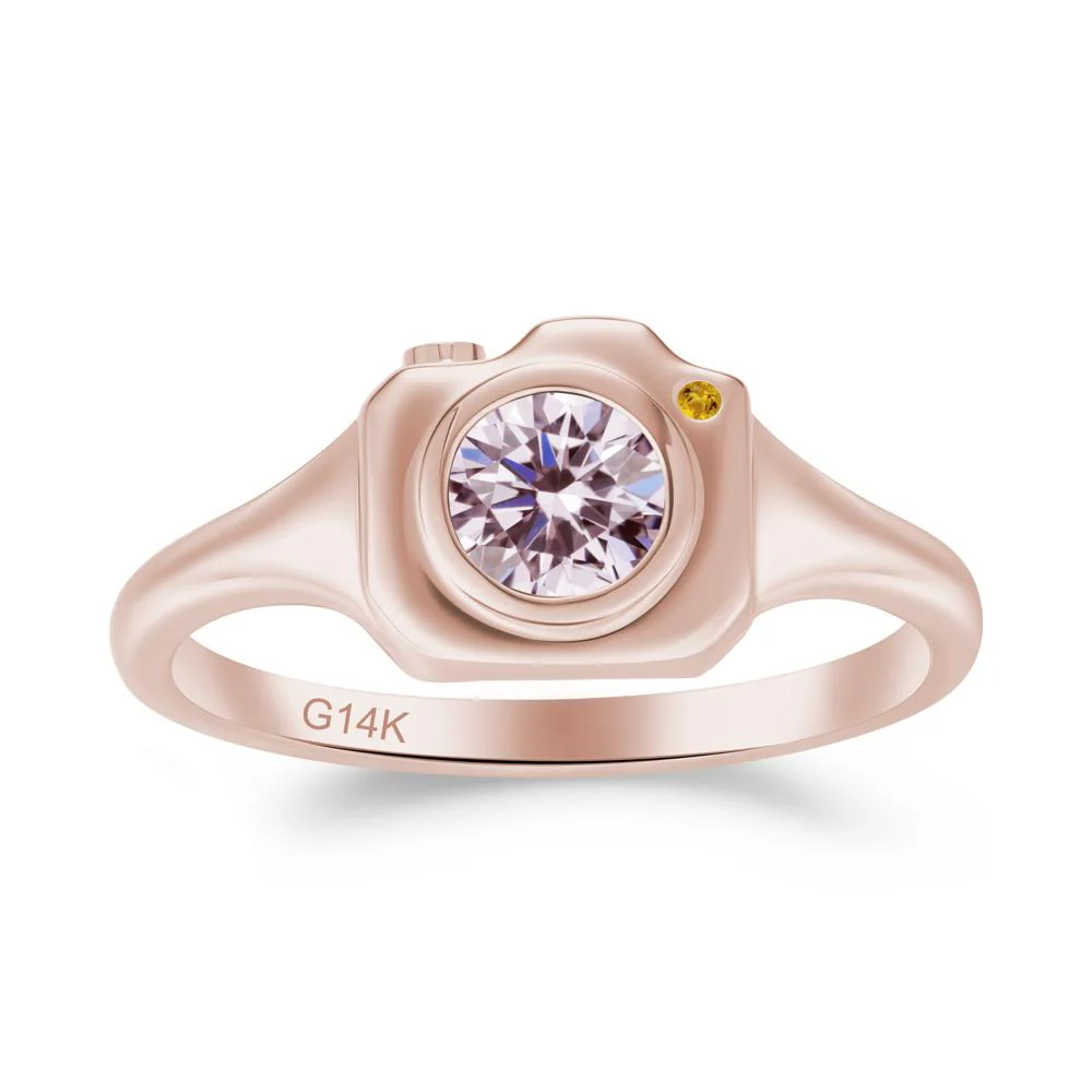 Creative Photography Inspired Pink Cubic Zirconia and Citrine Ring - Image 4
