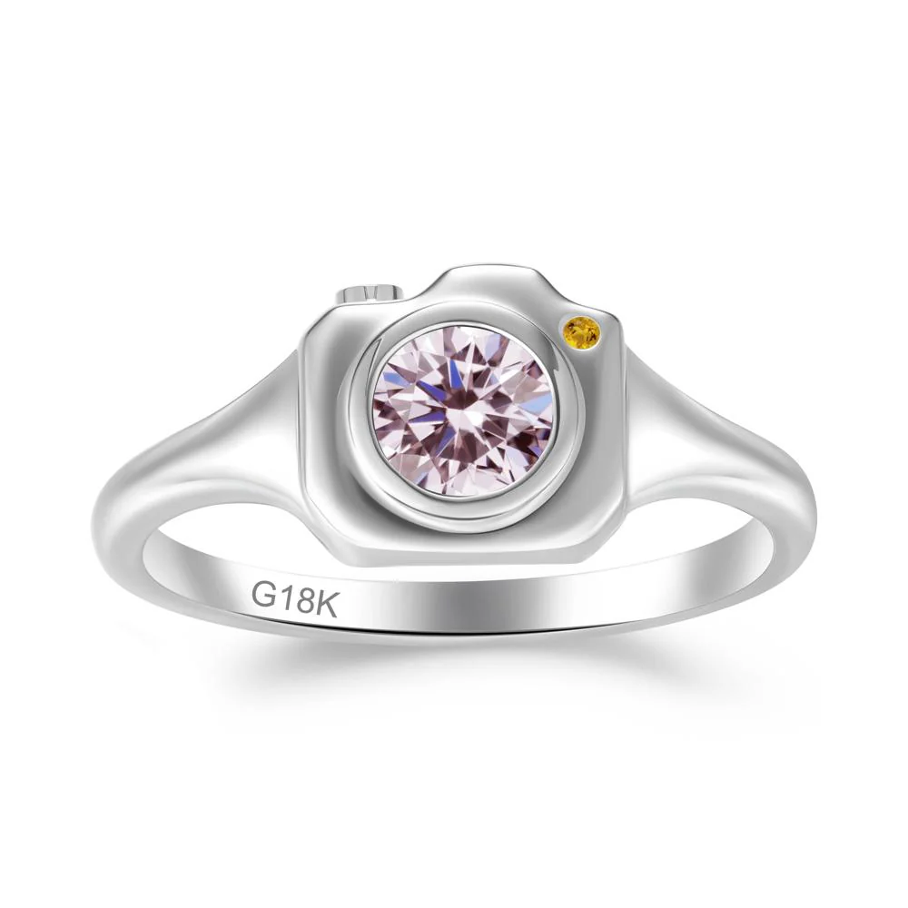 Creative Photography Inspired Pink Cubic Zirconia and Citrine Ring - Image 7