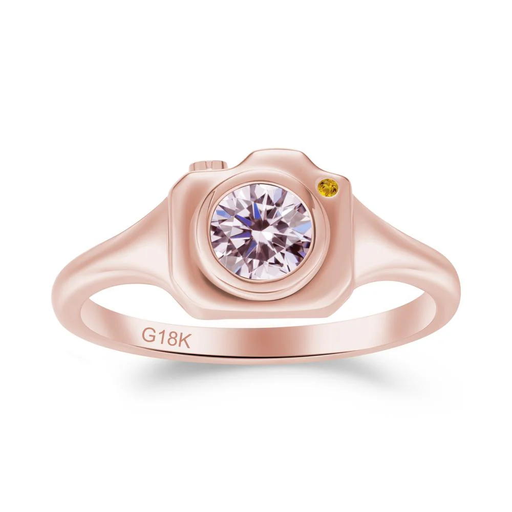 Creative Photography Inspired Pink Cubic Zirconia and Citrine Ring - Image 8