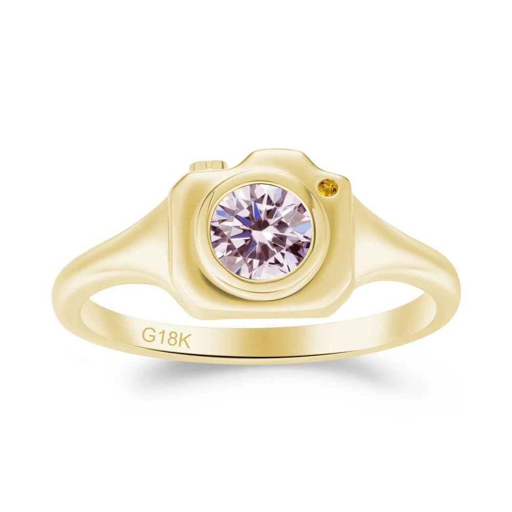 Creative Photography Inspired Pink Cubic Zirconia and Citrine Ring - Image 9