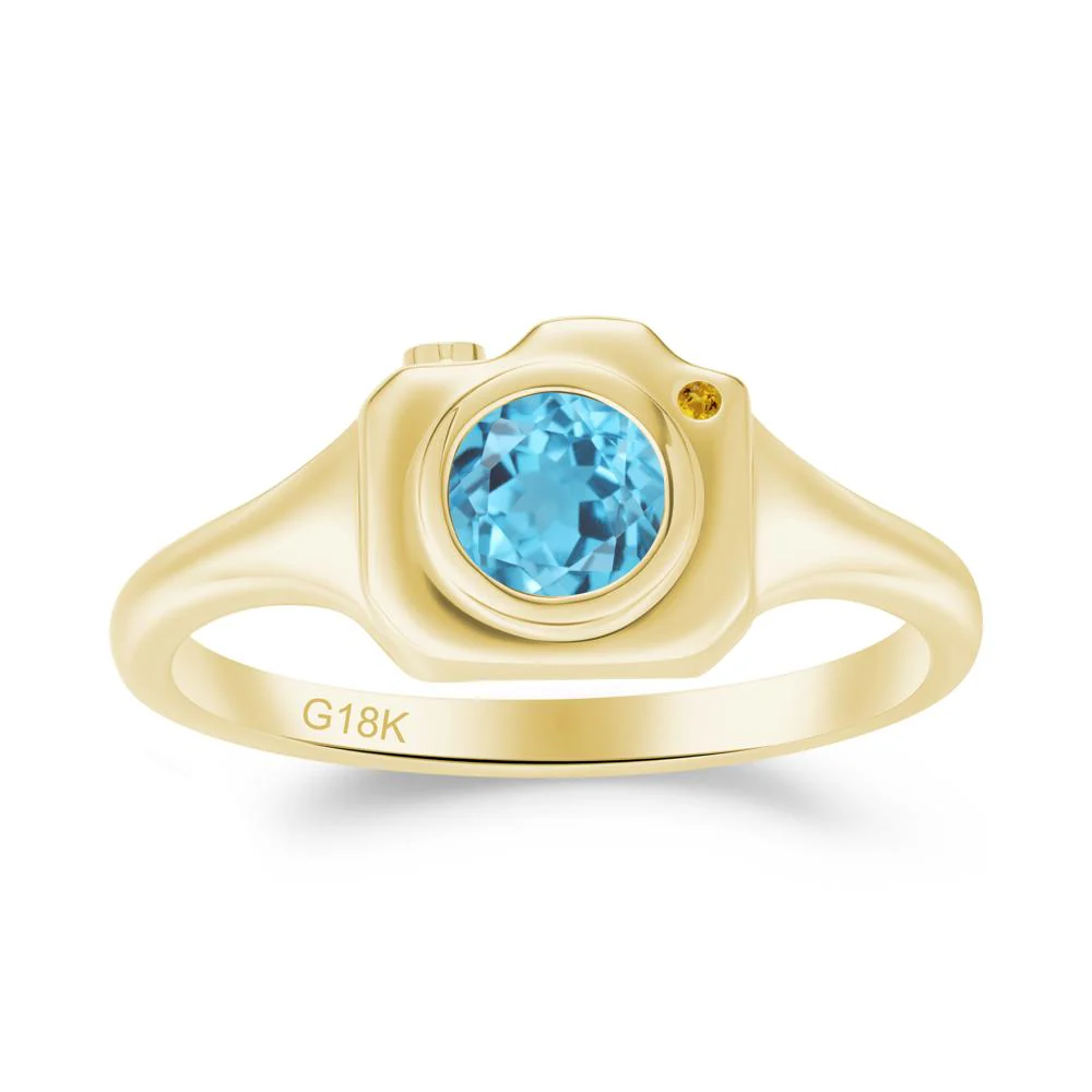 Creative Photography Inspired Swiss Blue Topaz and Citrine Ring - Image 2