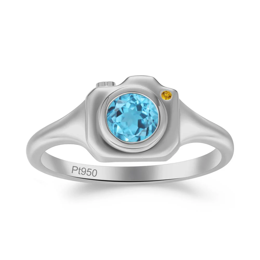 Creative Photography Inspired Swiss Blue Topaz and Citrine Ring - Image 3