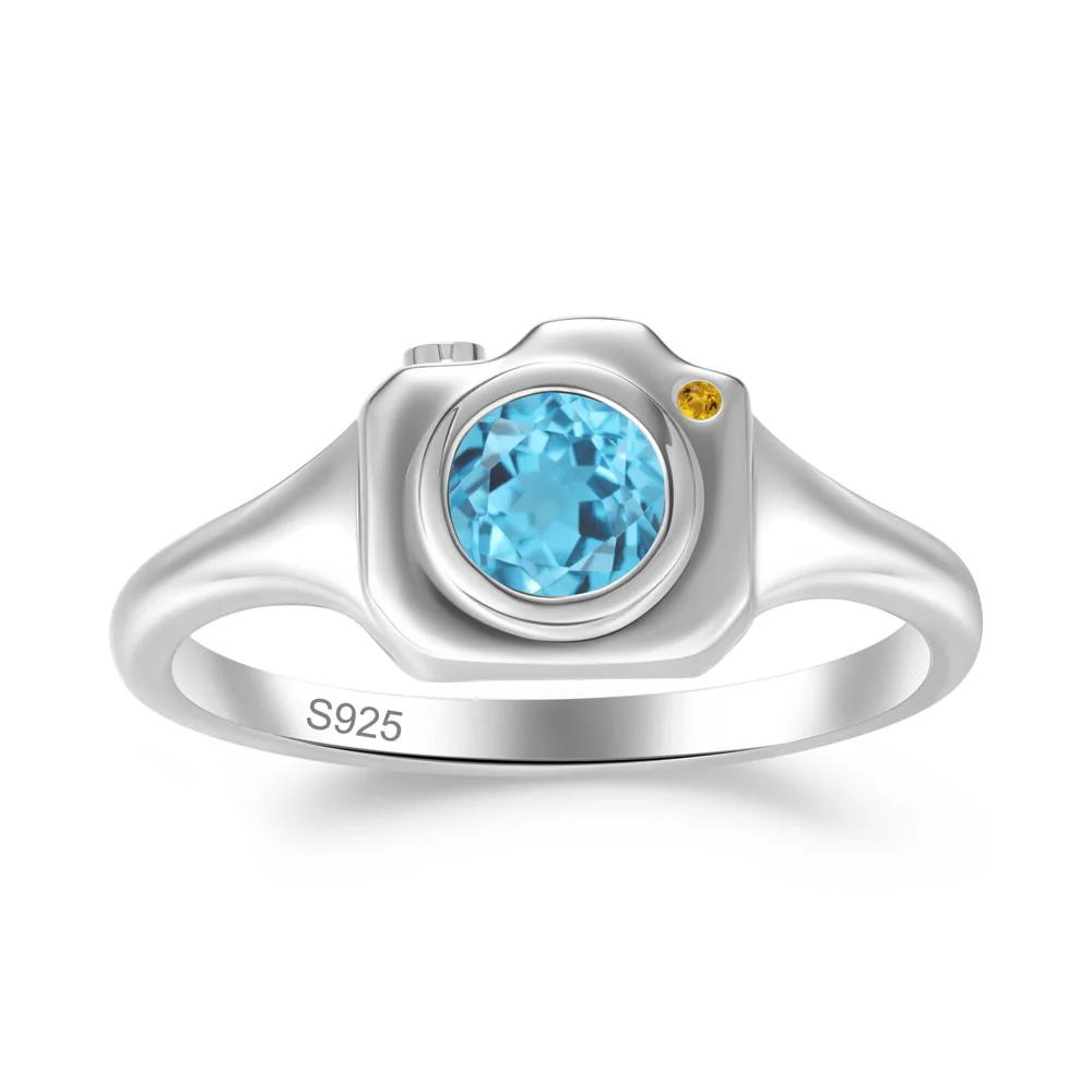 Creative Photography Inspired Swiss Blue Topaz and Citrine Ring - Image 4