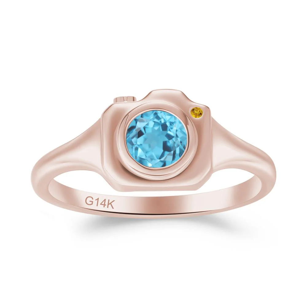 Creative Photography Inspired Swiss Blue Topaz and Citrine Ring - Image 5