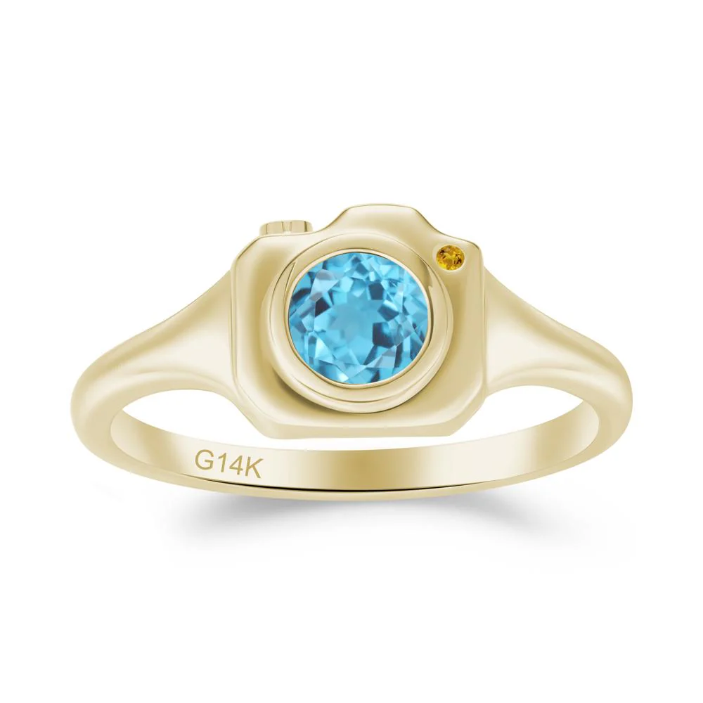 Creative Photography Inspired Swiss Blue Topaz and Citrine Ring - Image 6