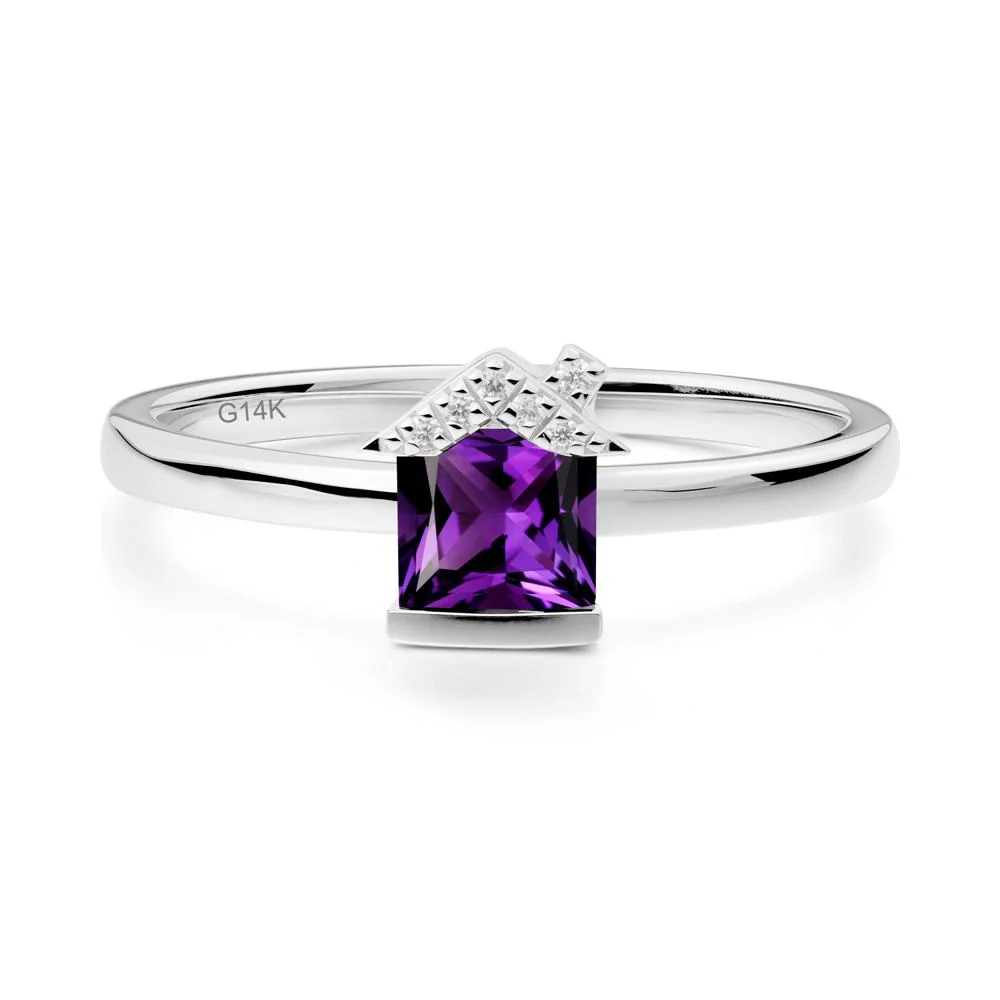 Creative Princess Cut Amethyst Ring - Image 3
