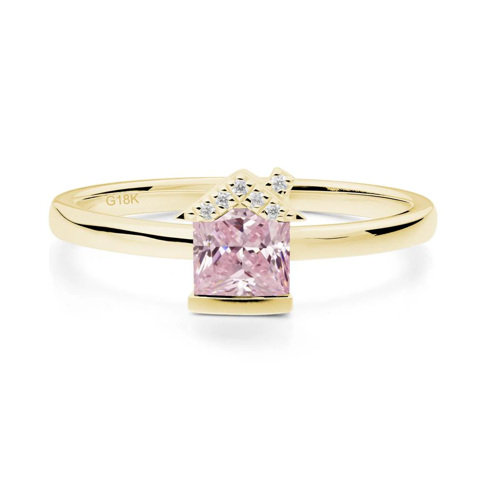 Creative Princess Cut Pink Cubic Zirconia Ring - Image 6