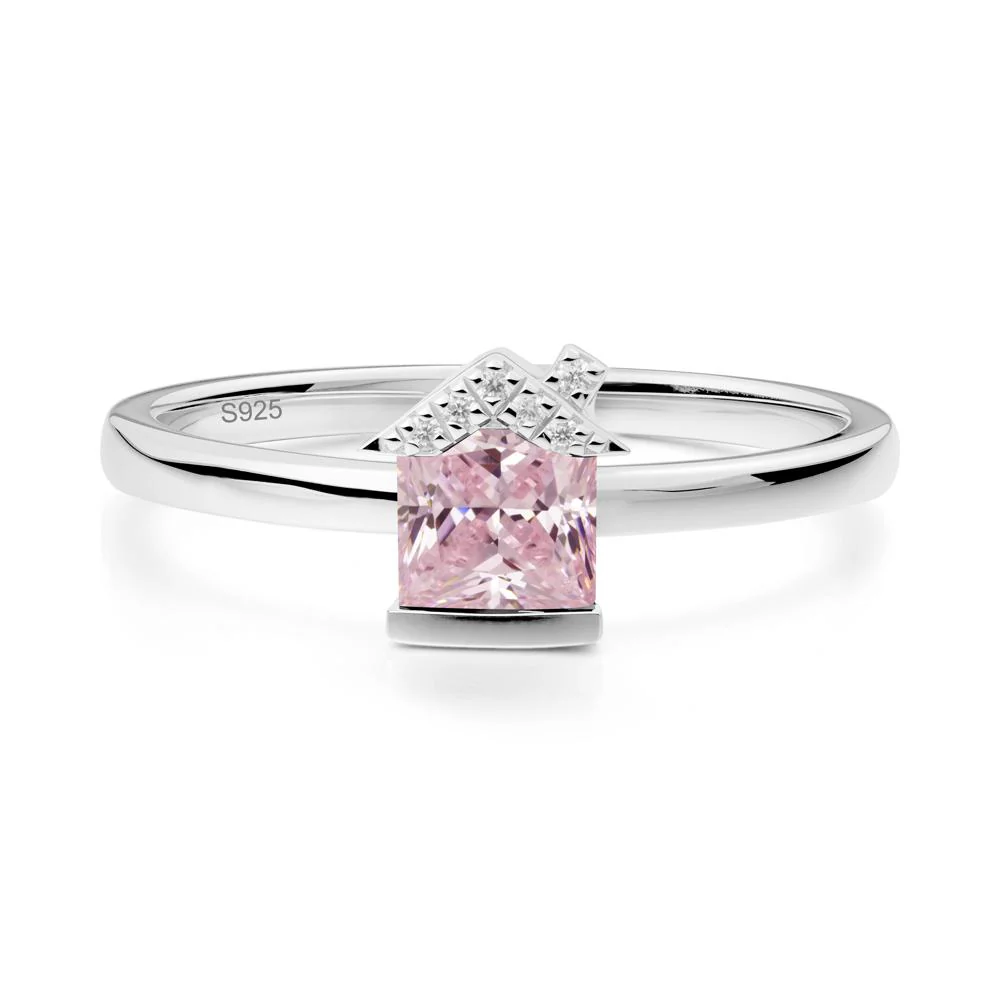 Creative Princess Cut Pink Cubic Zirconia Ring - Image 9