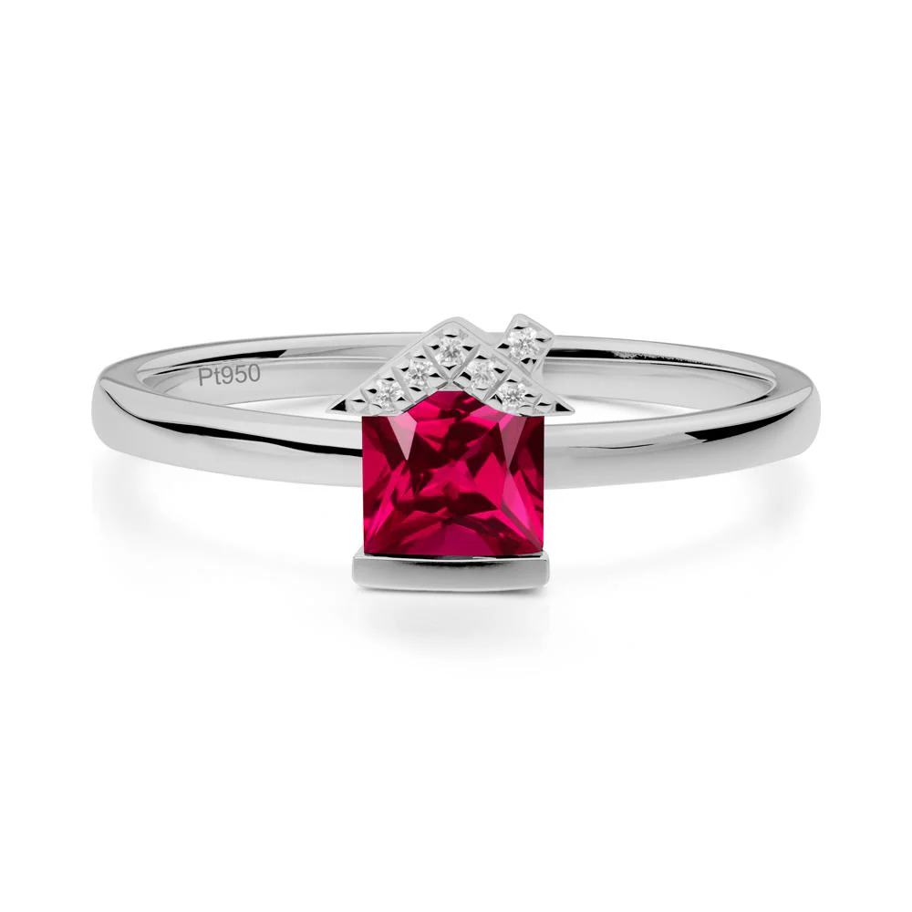 Creative Princess Cut Ruby Ring - Image 6