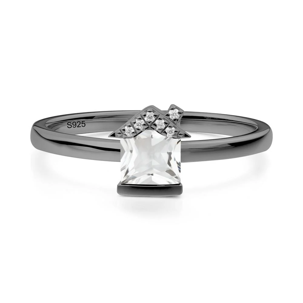Creative Princess Cut White Topaz Ring - Image 2
