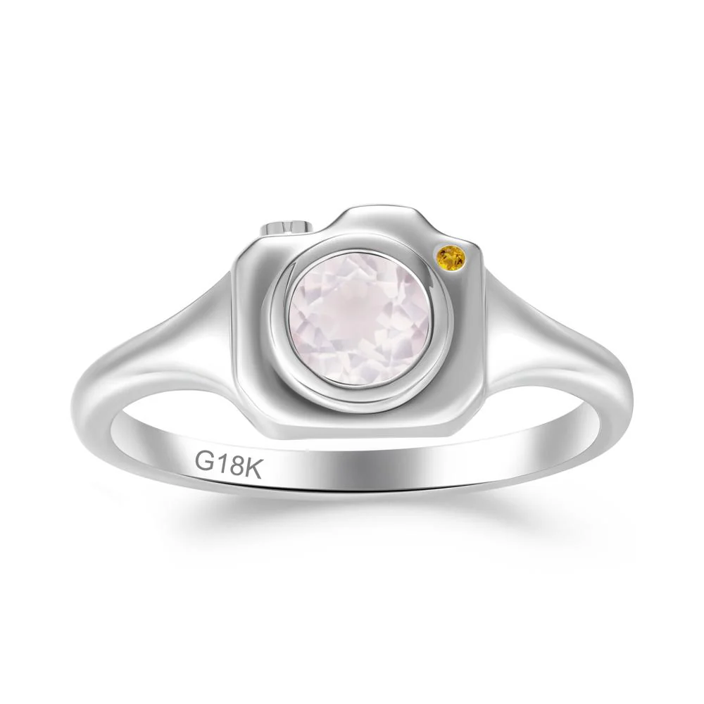 Creative Rose Quartz and Citrine Statement Ring - Image 2