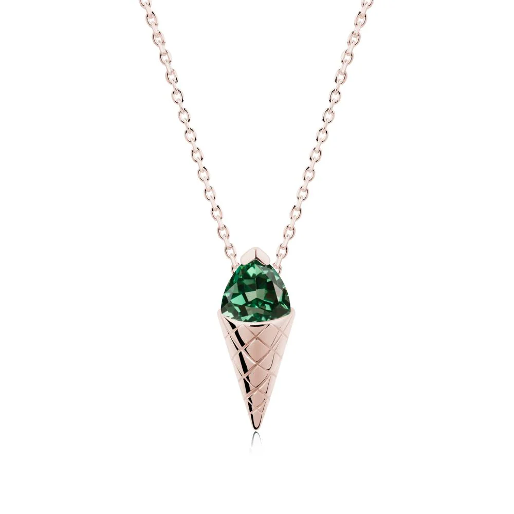 Creative Trillion Cut Green Sapphire Necklace