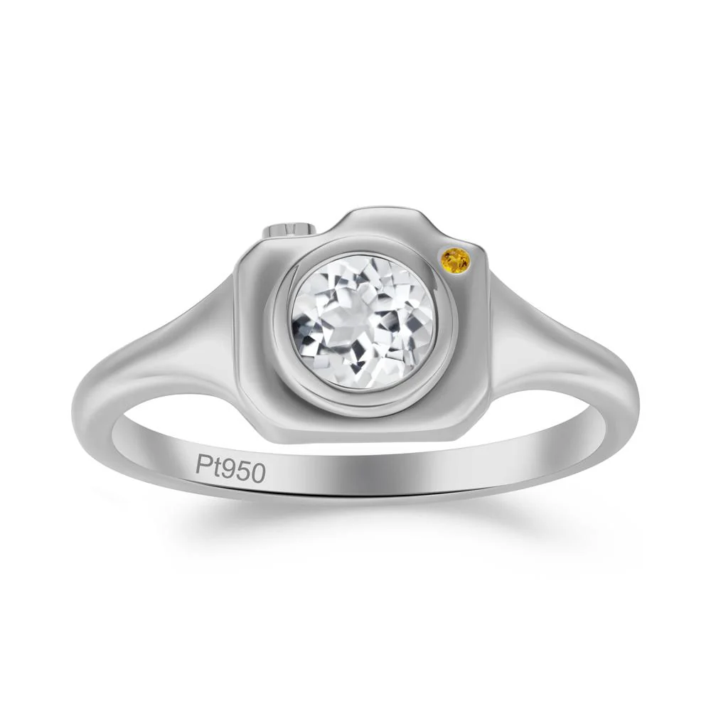 Creative White Topaz and Citrine Statement Ring