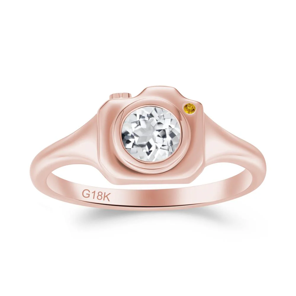 Creative White Topaz and Citrine Statement Ring - Image 4