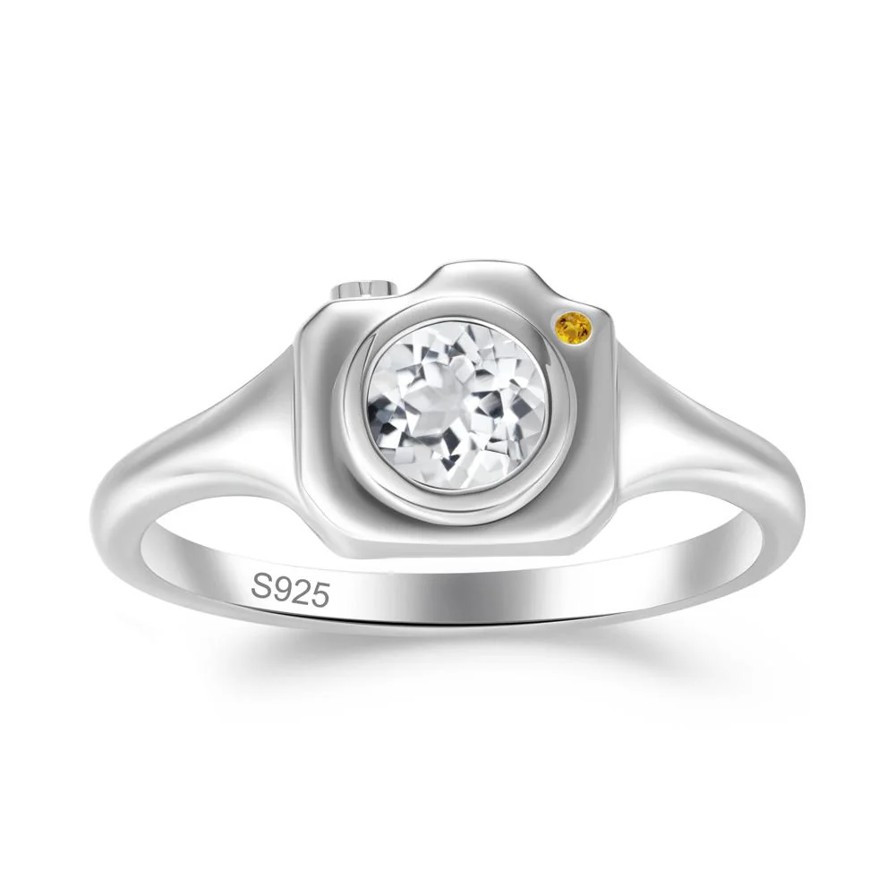 Creative White Topaz and Citrine Statement Ring - Image 6