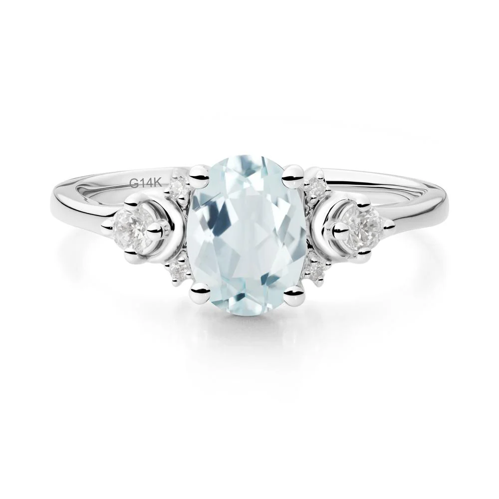 Crescent Moon Inspired Aquamarine Ring