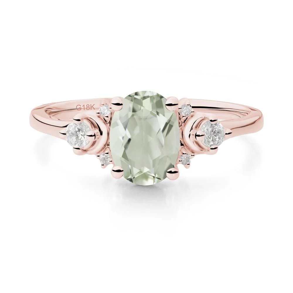 Crescent Moon Inspired Green Amethyst Ring - Image 4