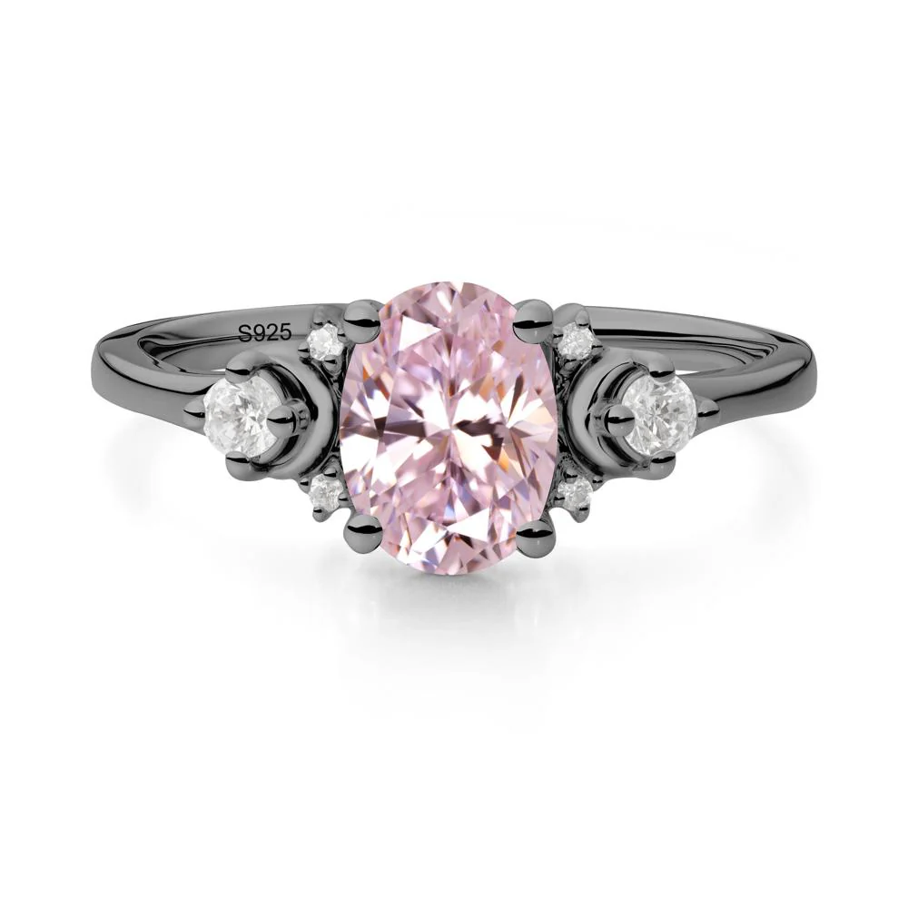 Crescent Moon Inspired Pink Cubic Zirconia Ring