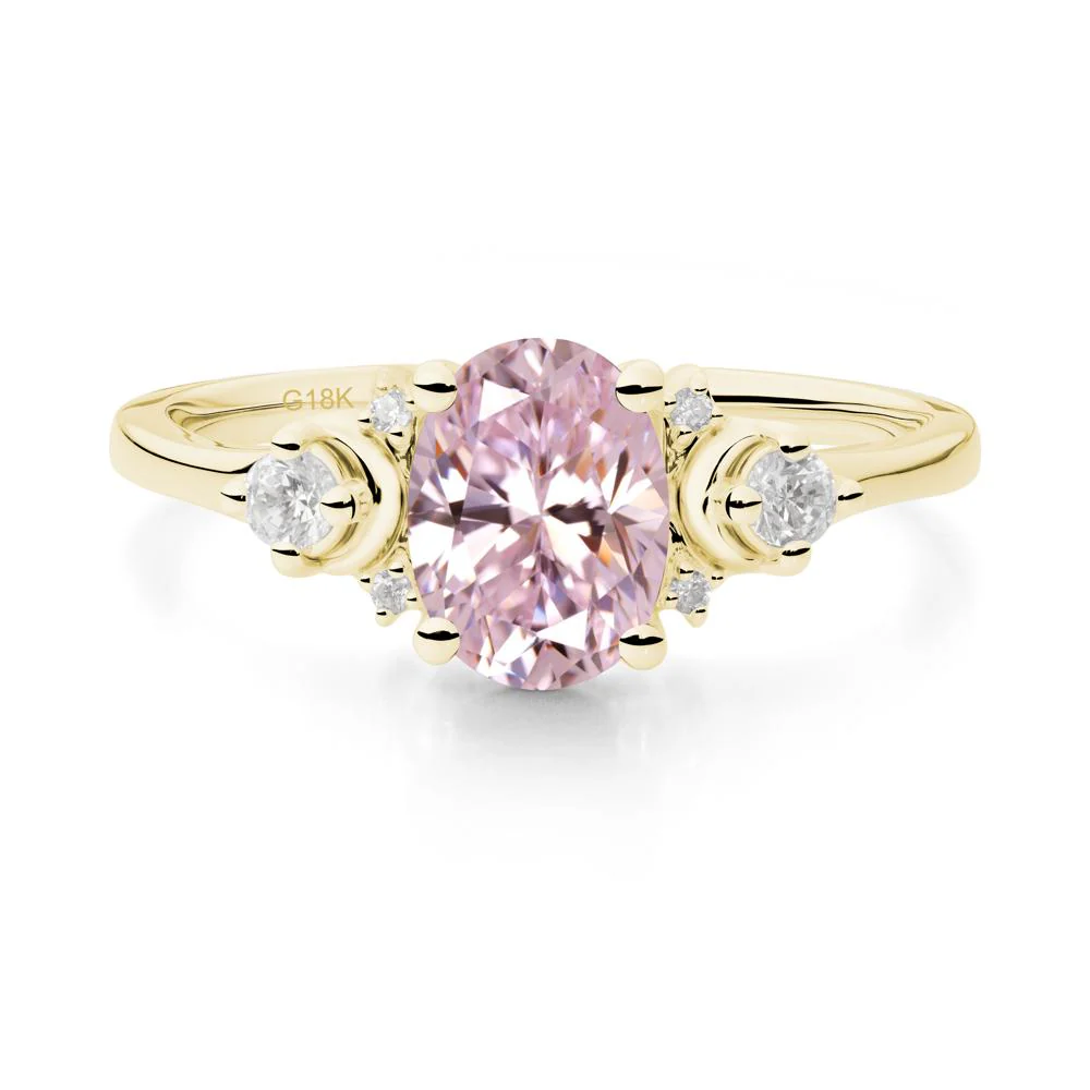 Crescent Moon Inspired Pink Cubic Zirconia Ring - Image 3