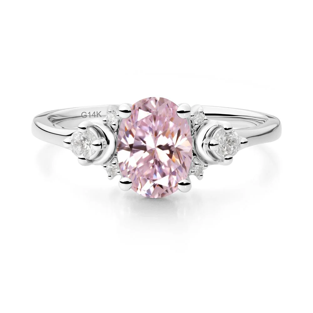 Crescent Moon Inspired Pink Cubic Zirconia Ring - Image 6