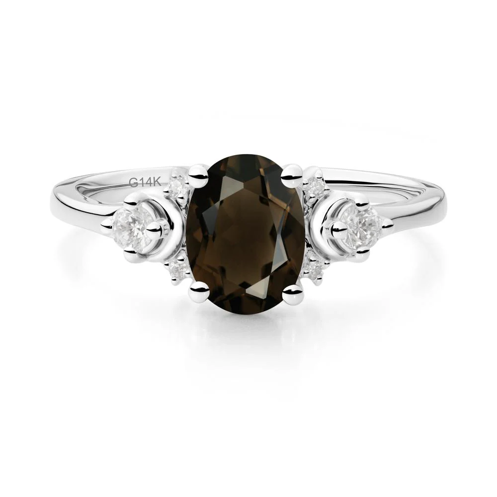 Crescent Moon Inspired Smoky Quartz Ring