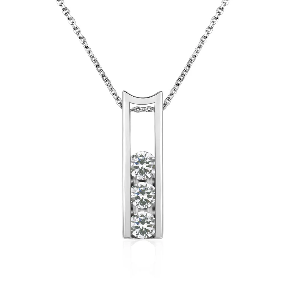 Cubic Zirconia 3 Stones Mothers Necklace - Image 3