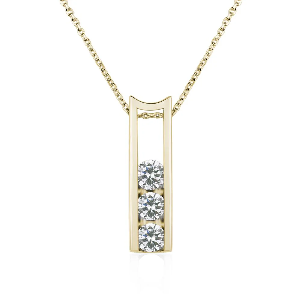 Cubic Zirconia 3 Stones Mothers Necklace - Image 4