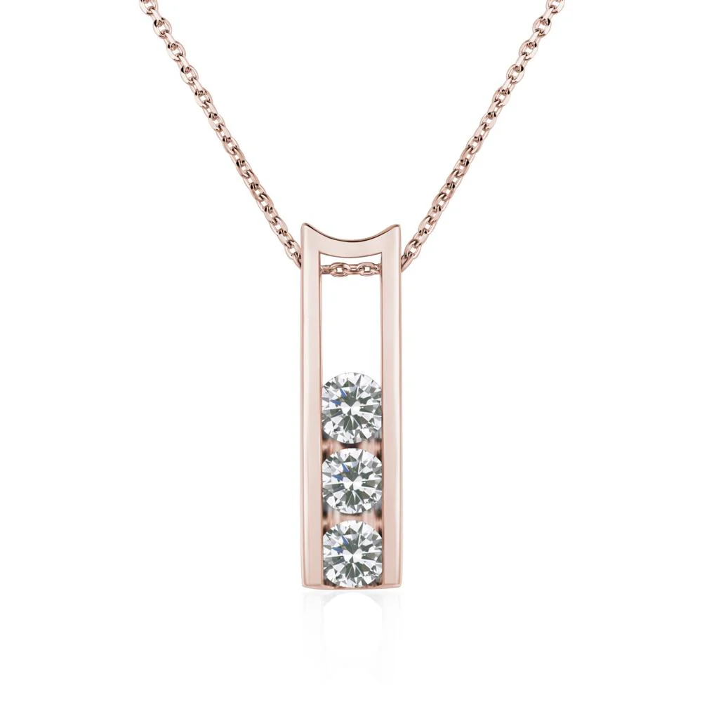 Cubic Zirconia 3 Stones Mothers Necklace - Image 5