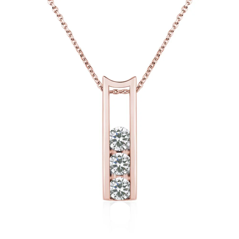 Cubic Zirconia 3 Stones Mothers Necklace - Image 9