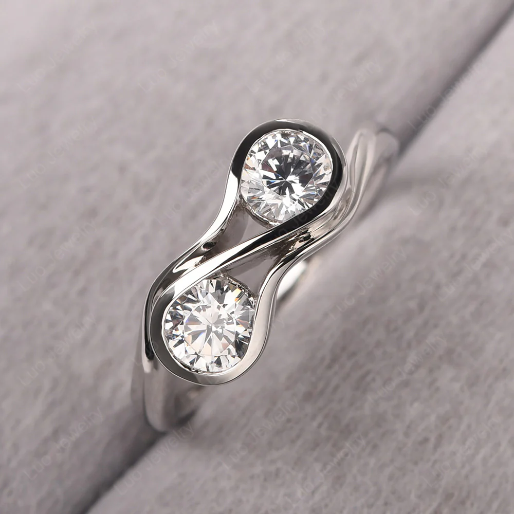 Cubic Zirconia Double Stone Engagement Ring