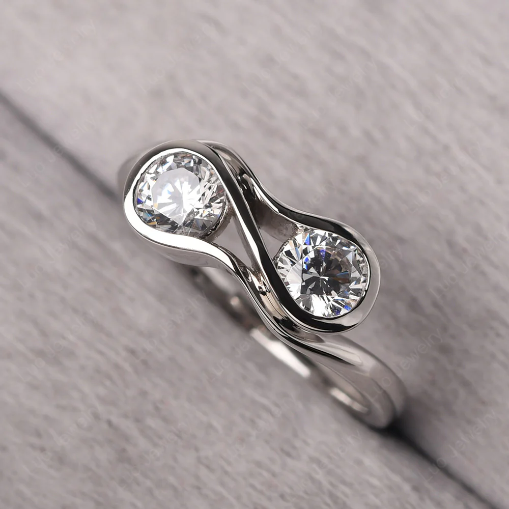 Cubic Zirconia Double Stone Engagement Ring - Image 2