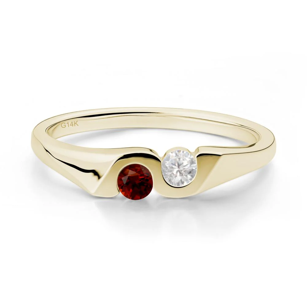 Cubic Zirconia and Garnet Two Stone Promise Ring