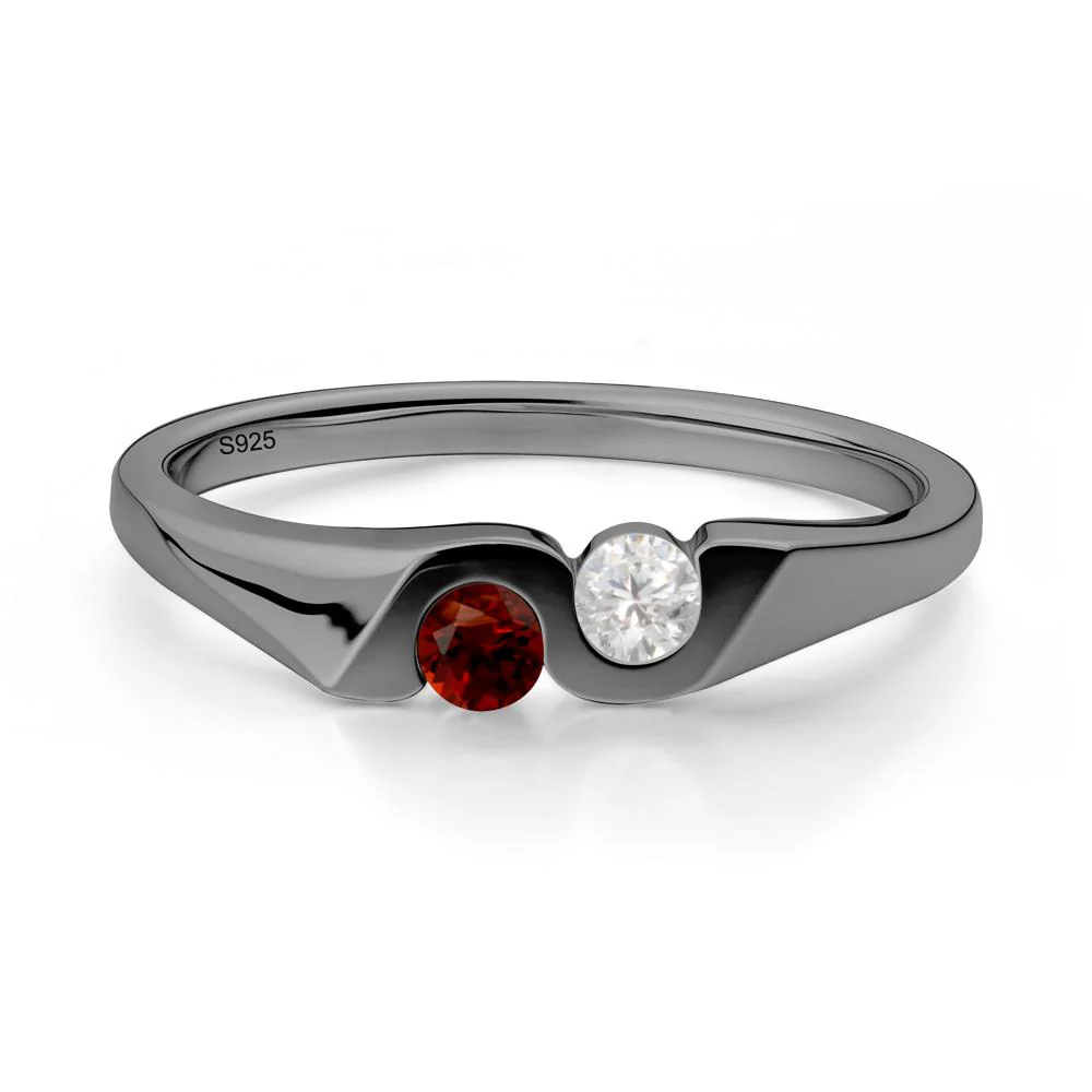 Cubic Zirconia and Garnet Two Stone Promise Ring - Image 2