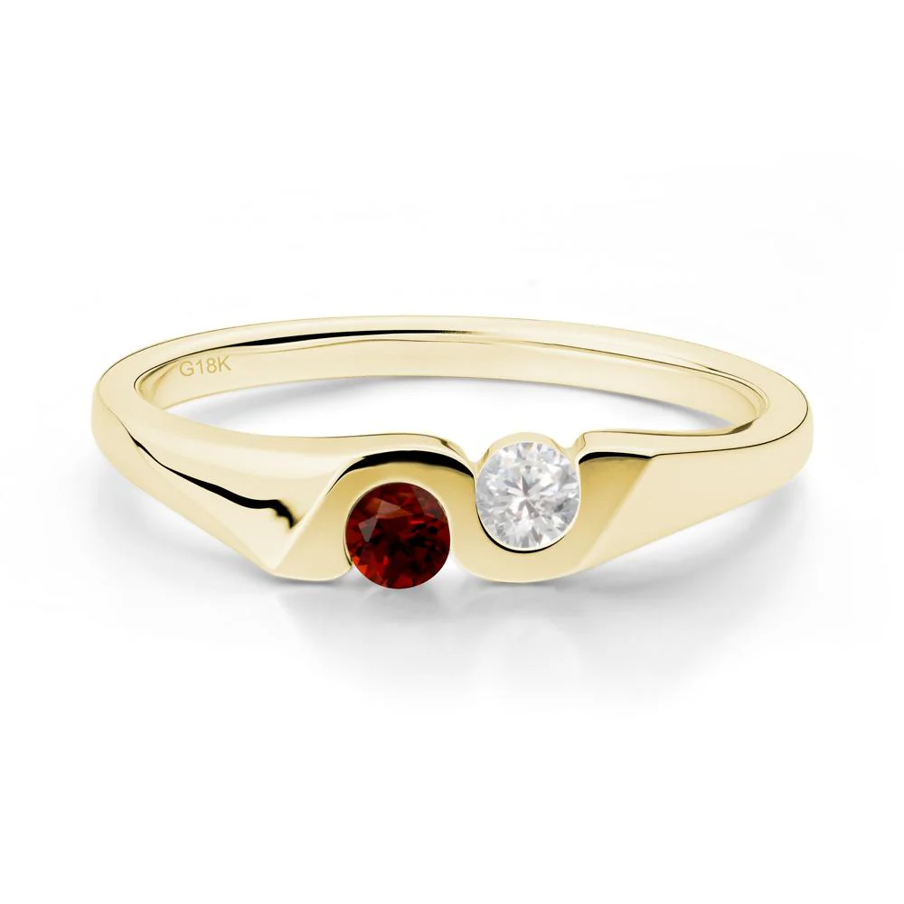Cubic Zirconia and Garnet Two Stone Promise Ring - Image 4