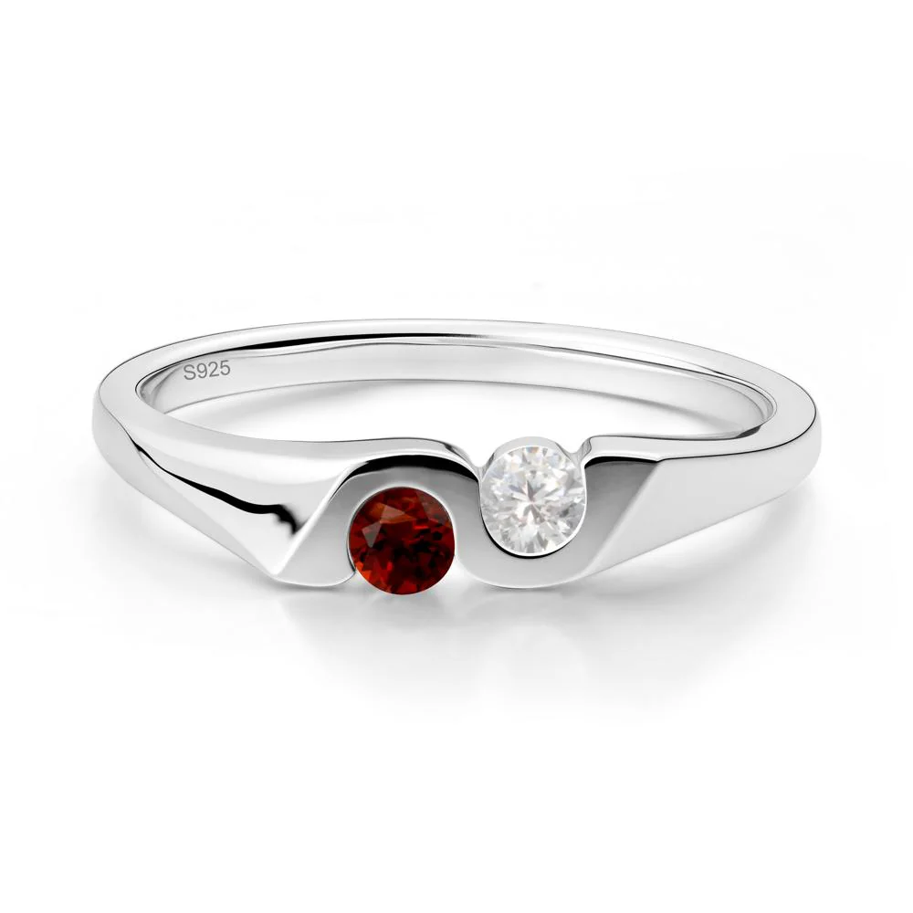 Cubic Zirconia and Garnet Two Stone Promise Ring - Image 8