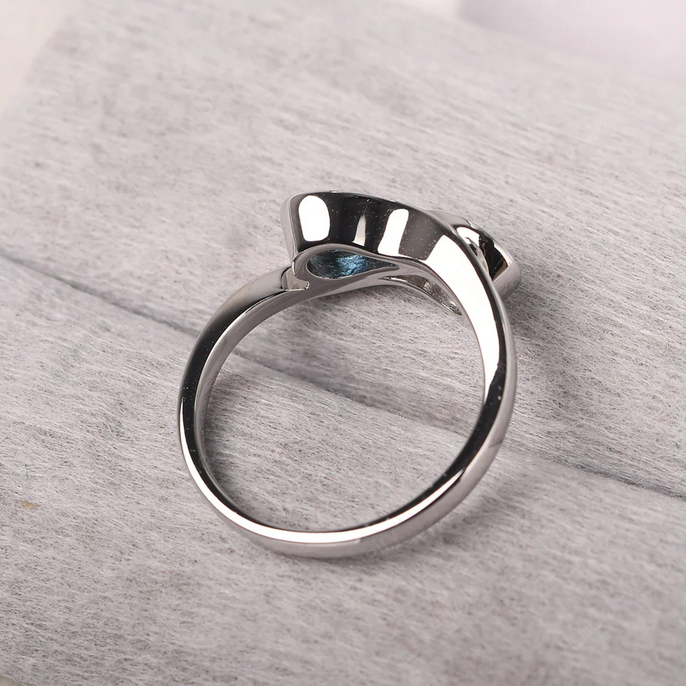 Cubic Zirconia and London Blue Topaz Double Stone Engagement Ring - Image 3