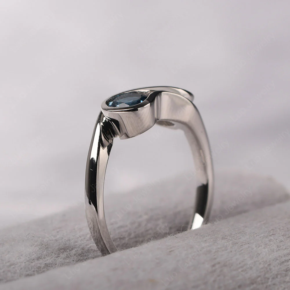 Cubic Zirconia and London Blue Topaz Double Stone Engagement Ring - Image 4