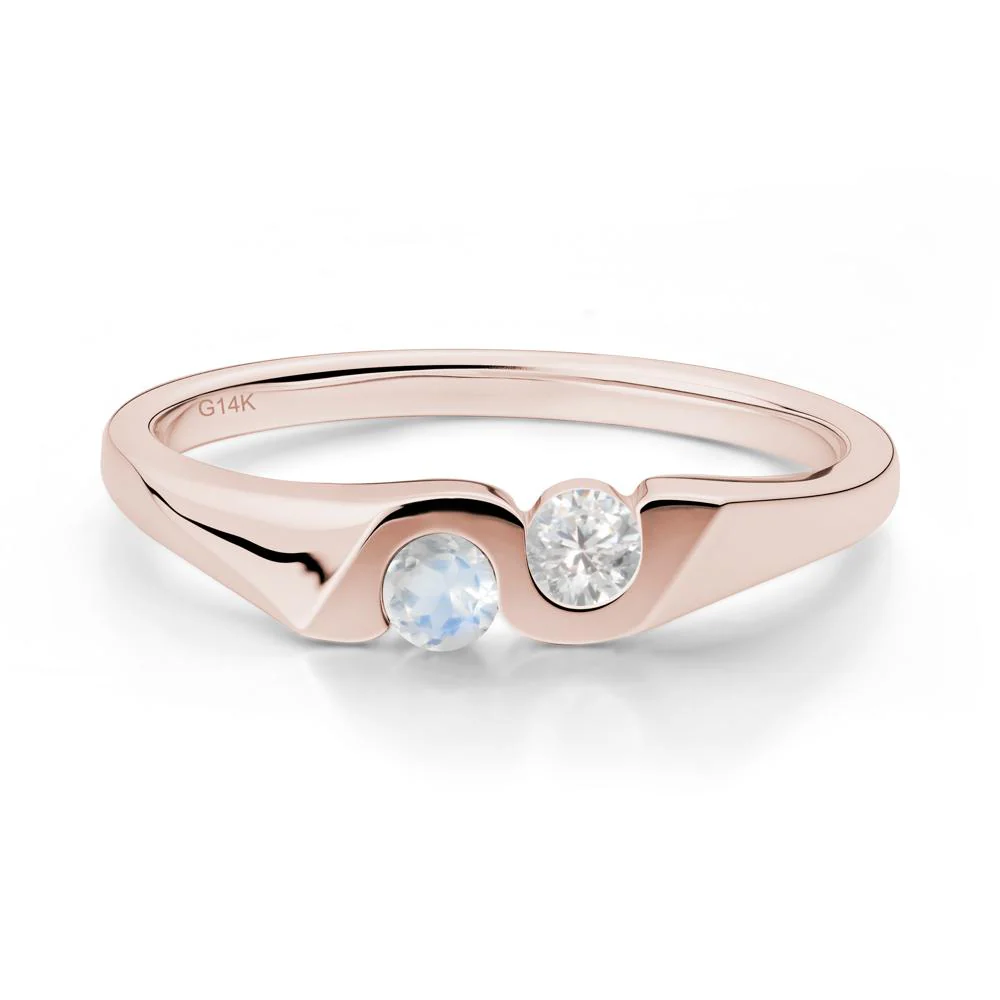 Cubic Zirconia and Moonstone Two Stone Promise Ring - Image 3