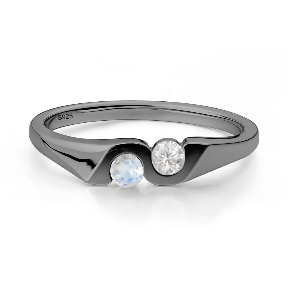 Cubic Zirconia and Moonstone Two Stone Promise Ring - Image 4