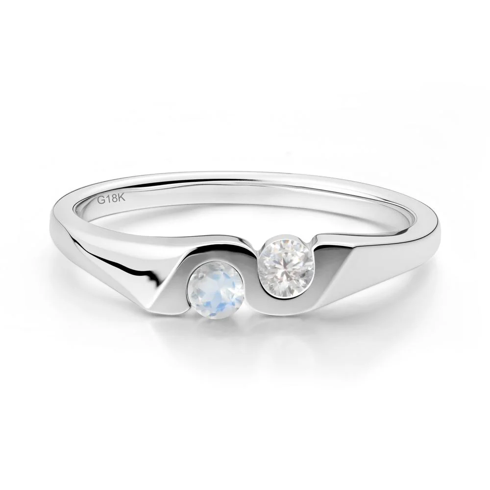 Cubic Zirconia and Moonstone Two Stone Promise Ring - Image 6