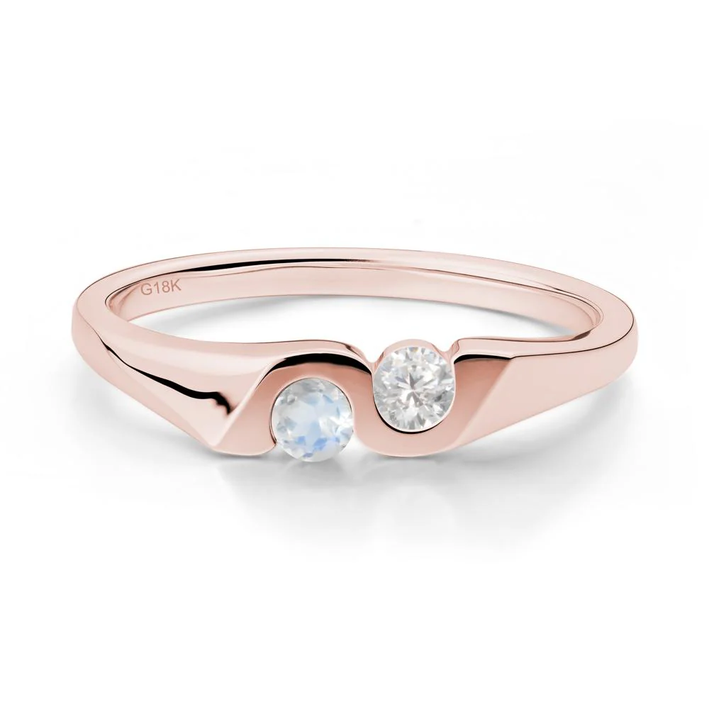 Cubic Zirconia and Moonstone Two Stone Promise Ring - Image 8