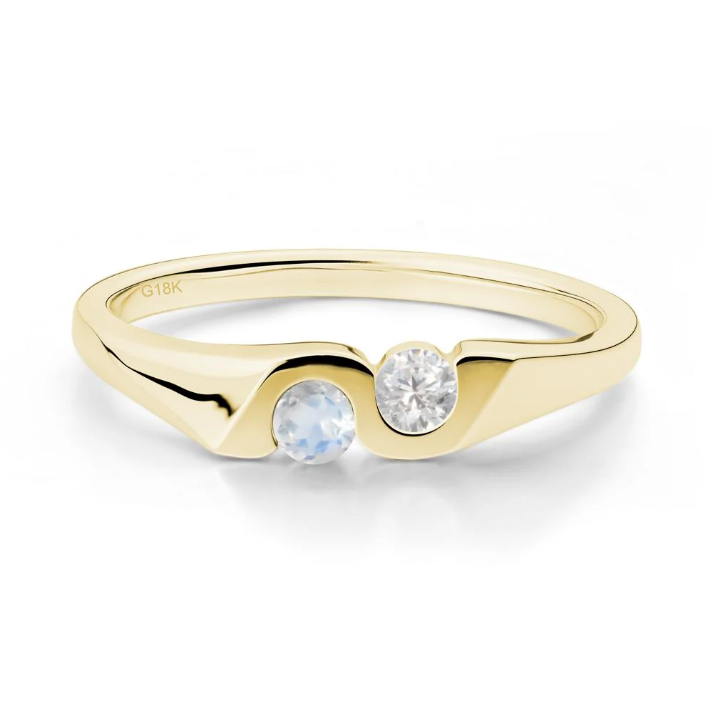Cubic Zirconia and Moonstone Two Stone Promise Ring - Image 9