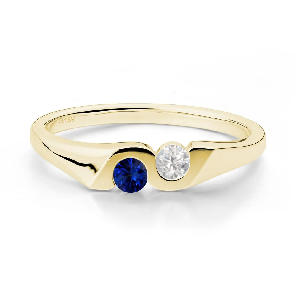 Cubic Zirconia and Sapphire Two Stone Promise Ring - Image 3