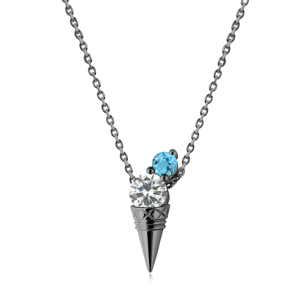 Cubic Zirconia and Swiss Blue Topaz Toi Et Moi Necklace