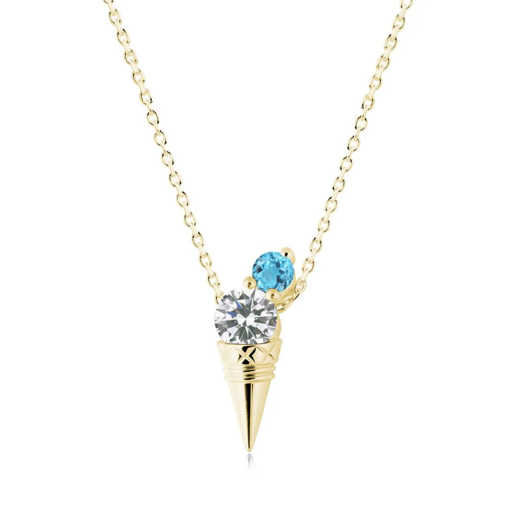Cubic Zirconia and Swiss Blue Topaz Toi Et Moi Necklace - Image 3